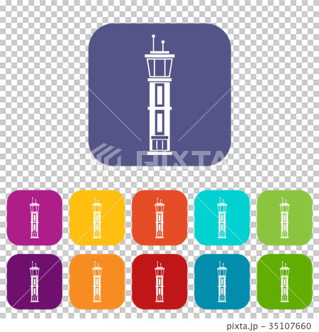 Airport control tower icons set 35107660