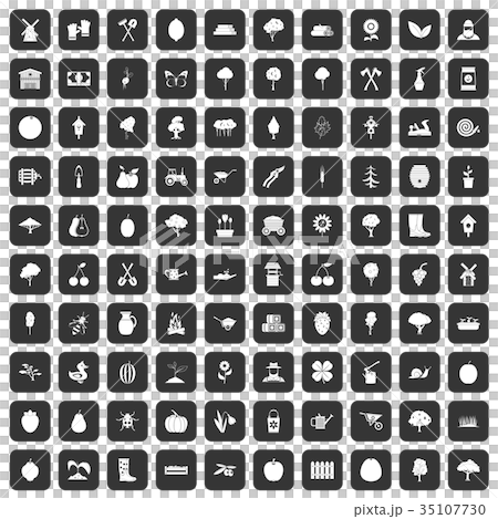 100 agriculture icons set black 35107730
