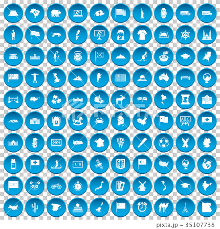 100 geography icons set blue 35107738