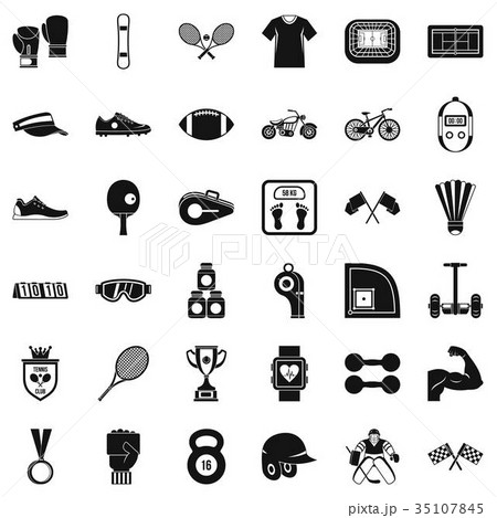 Fitness icons set, simple style Fitness icons set, simple style 35107845