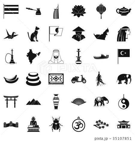 Asian travel icons set, simple style 35107851