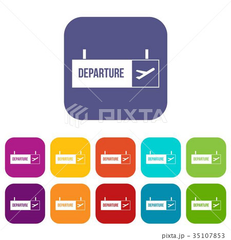 Airport departure sign icons set 35107853