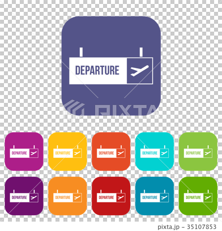 Airport departure sign icons set 35107853