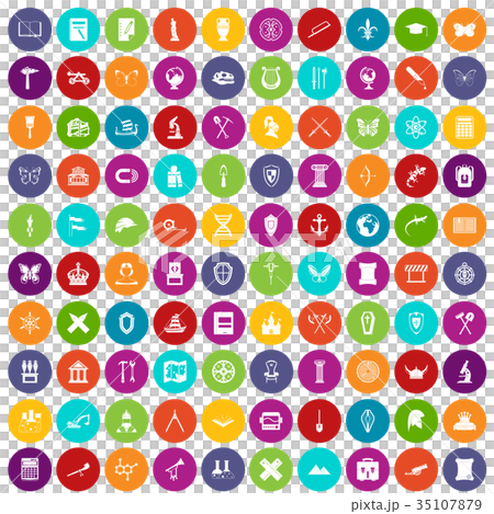 100 archeology icons set color 35107879