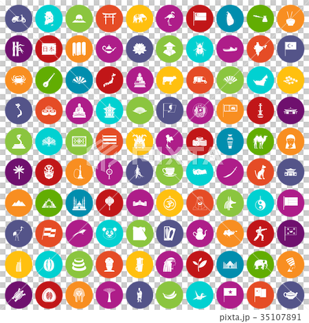 100 Asia icons set color 100 Asia icons set color 35107891