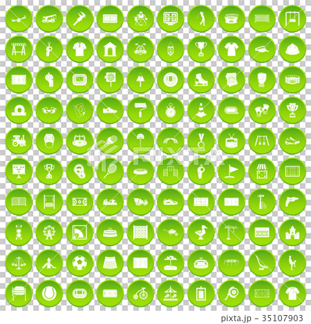 100 playground icons set green 35107903