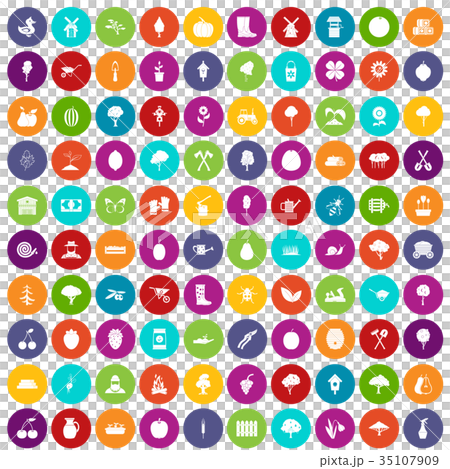 100 agriculture icons set color 35107909