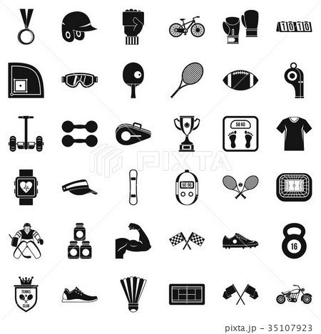 Fitness life icons set, simple style 35107923