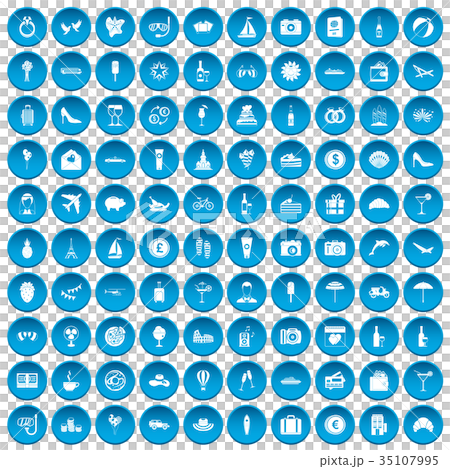 100 honeymoon icons set blue 35107995