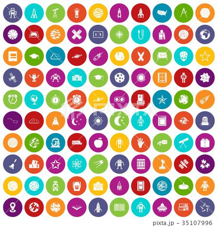 100 astronomy icons set color 35107996