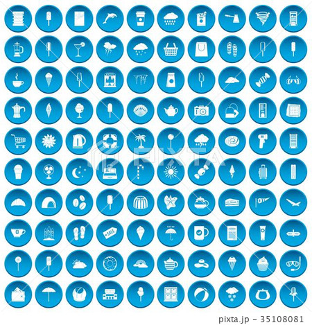 100 ice cream icons set blue 100 ice cream icons set blue 35108081