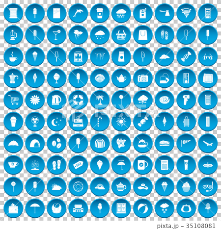 100 ice cream icons set blue 100 ice cream icons set blue 35108081