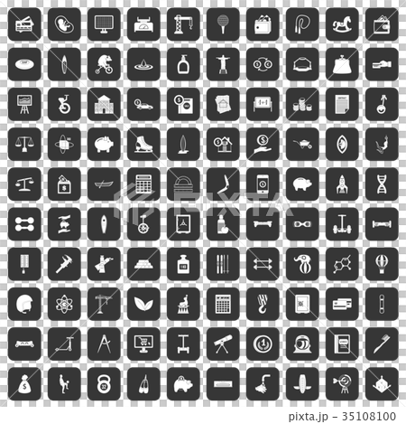 100 balance icons set black 35108100