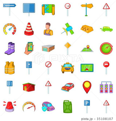 Car rent icons set, cartoon style 35108107