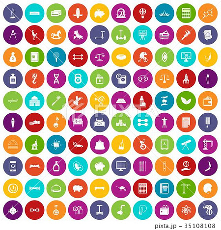 100 balance icons set color 35108108