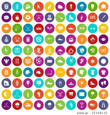 100 baseball icons set color 35108110