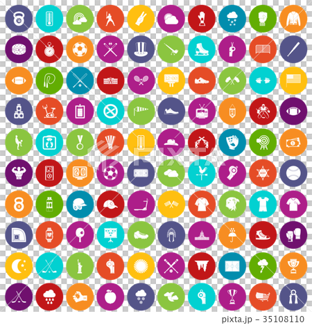 100 baseball icons set color 35108110