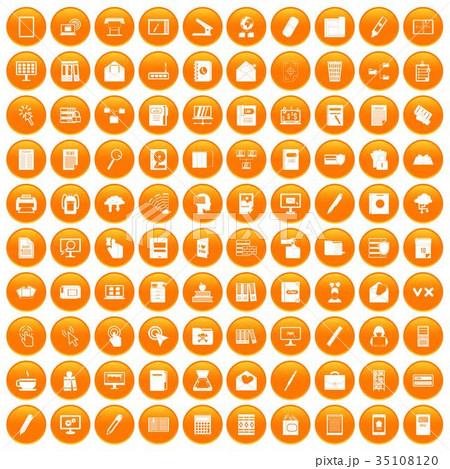 100 folder icons set orange 35108120