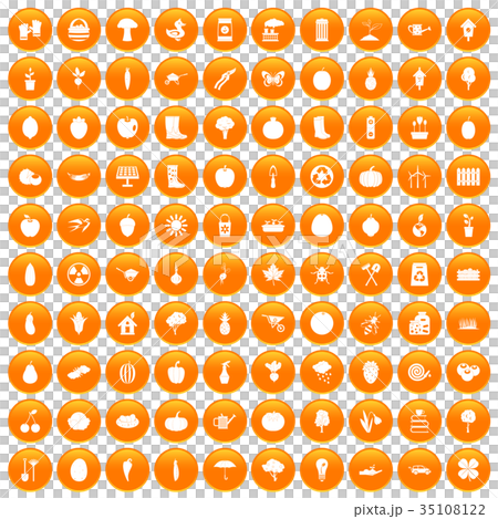 100 garden icons set orange 100 garden icons set orange 35108122