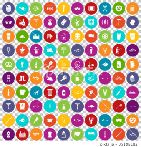 100 beer icons set color 35108182