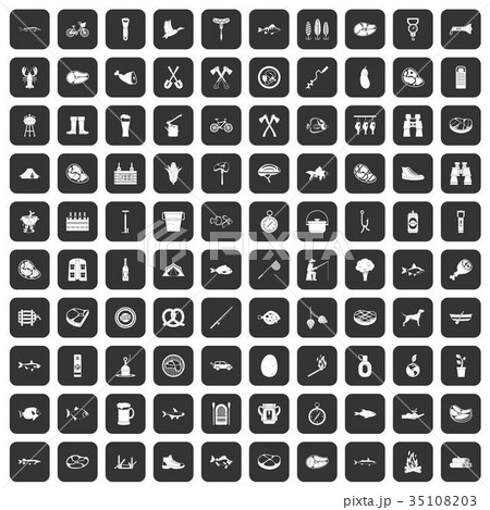 100 BBQ icons set black 35108203