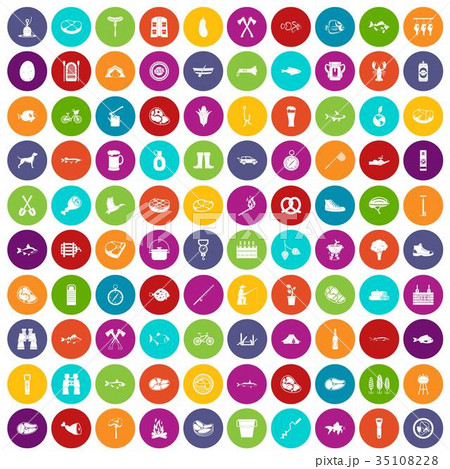 100 BBQ icons set color 100 BBQ icons set color 35108228