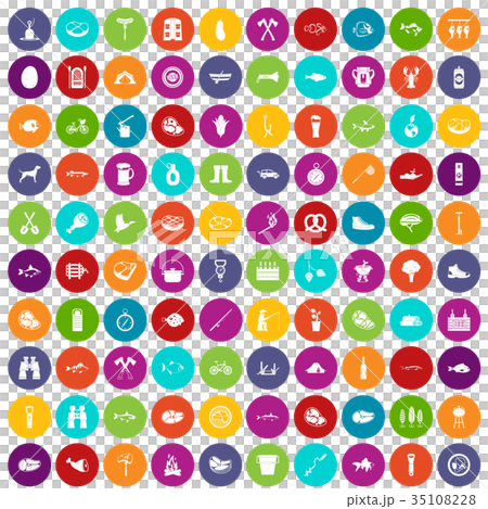 100 BBQ icons set color 100 BBQ icons set color 35108228