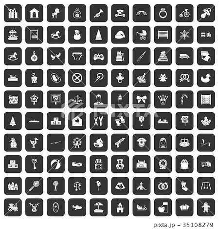 100 baby icons set black 100 baby icons set black 35108279