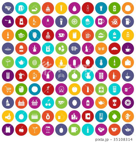 100 beverage icons set color 35108314