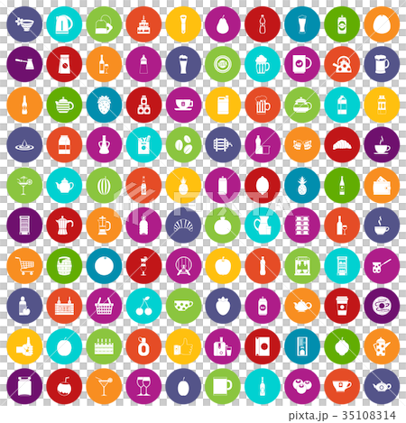 100 beverage icons set color 35108314