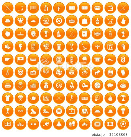 100 hockey icons set orange 100 hockey icons set orange 35108363