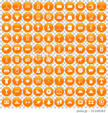 100 hockey icons set orange 100 hockey icons set orange 35108363