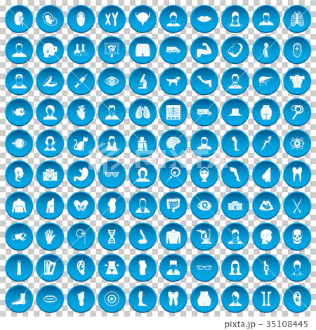100 organ icons set blue 35108445
