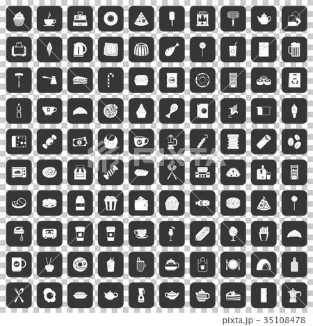 100 cafe icons set black 35108478