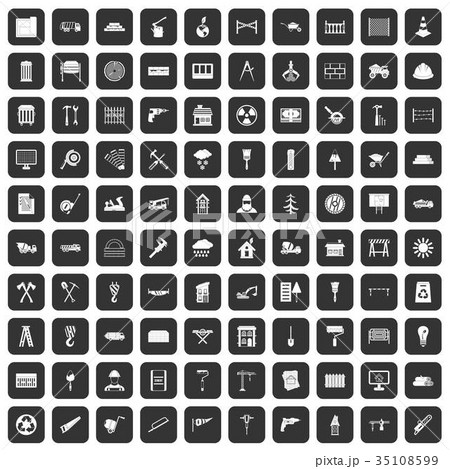 100 building materials icons set black 100 building materials icons set black 35108599