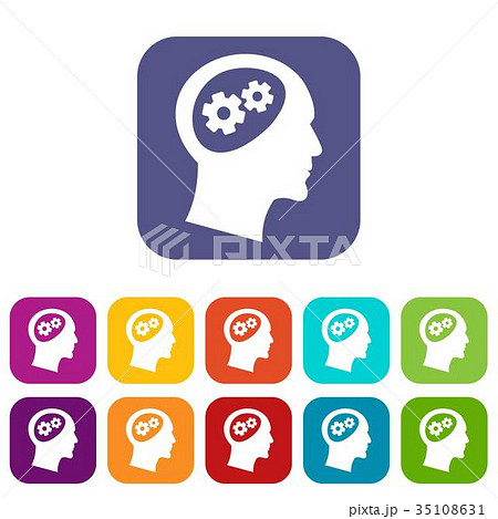 Gear in head icons set 35108631
