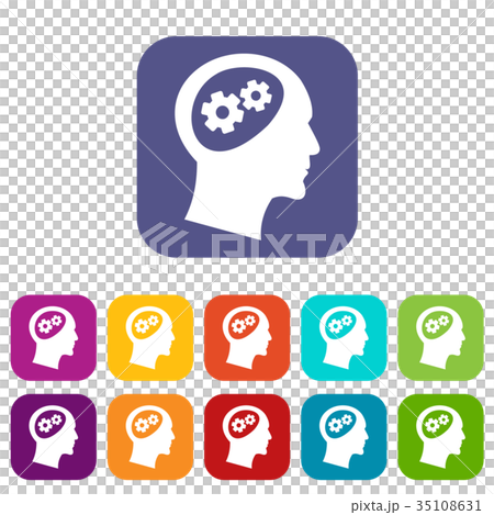 Gear in head icons set 35108631