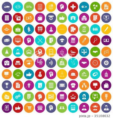 100 business strategy icons set color 100 business strategy icons set color 35108632