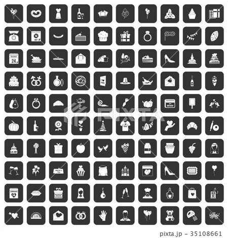 100 cake icons set black 35108661