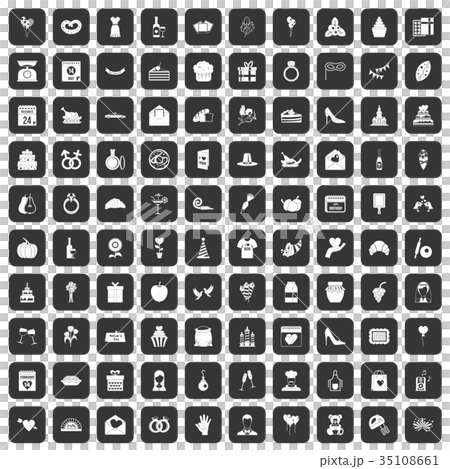 100 cake icons set black 35108661