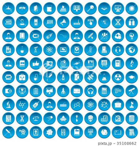 100 researcher science icons set blue 35108662