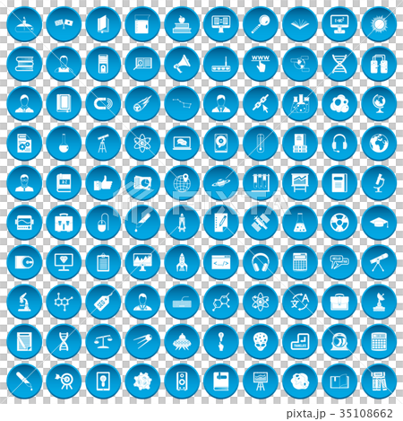 100 researcher science icons set blue 35108662