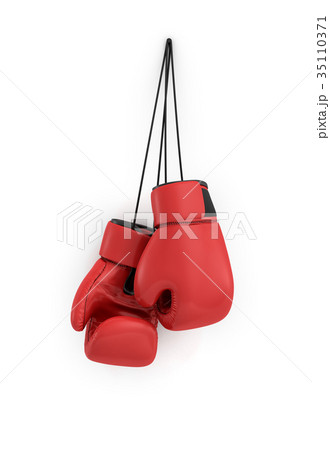 3d rendering of two red boxing gloves hanging on a 3d rendering of two red boxing gloves hanging on a 35110371