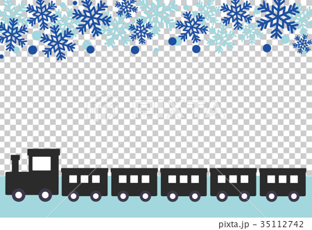 Locomotive And Snowflakes Winter Frame Stock Illustration