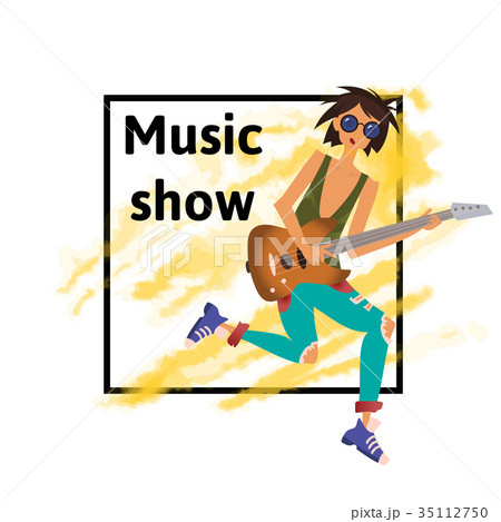 A young man playing the guitar. Rock musician A young man playing the guitar. Rock musician 35112750