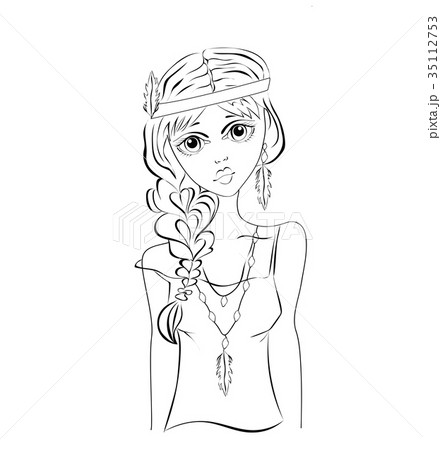 Boho girl, hippie. Portrait of a young woman 35112753