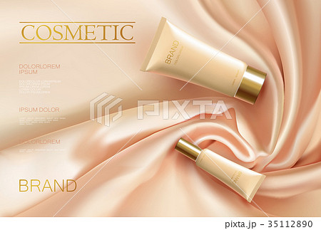 Realistic 3d cosmetic tube ad satin fabric 35112890