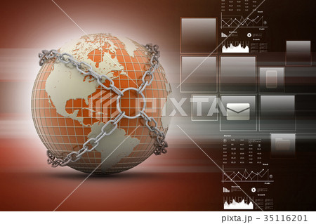 Earth globe close in chain 35116201