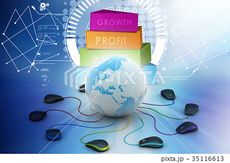 Globe connecting with computer mouse 35116613