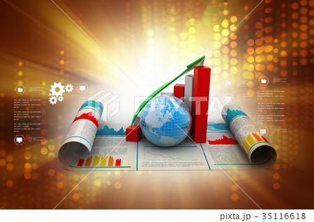 Business growth graph and  globe 35116618